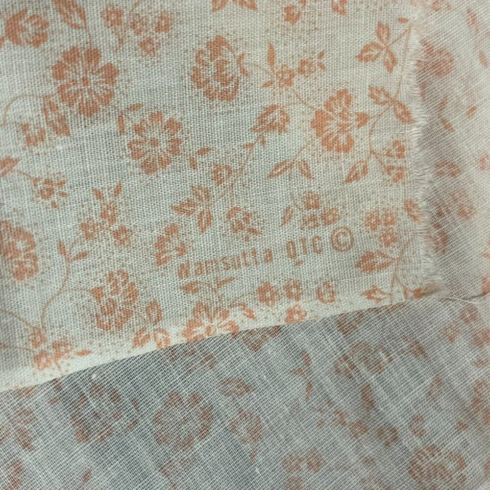 Vtg Wamsutta OTC Floral Fabric 38" x 45" Yard Pc Peach Orange Semi Sheer 1 YD